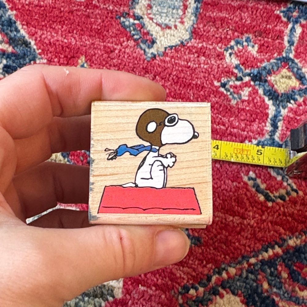Snoopy Wooden Stamp with Aviator Design - Picture 2 of 3